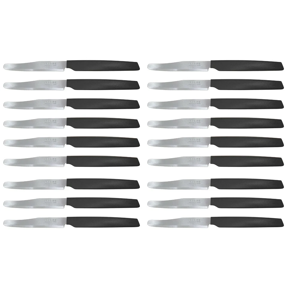 18pz PEDRINI COLTELLI DA TAVOLA in acciaio inossidabile manico Nero casa cucina - Immagine 1 di 2