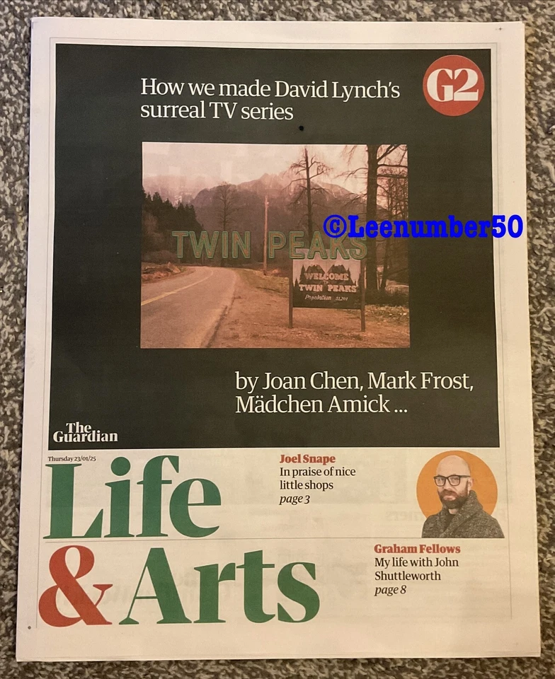 Guardian Life & Arts  TWIN PEAKS 23/1/25 DAVID LYNCH Graham Fellows - Image 1 of 1
