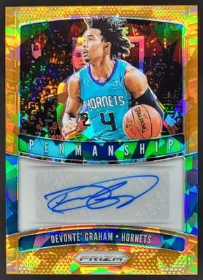 2019-20 Panini Prizm Devonte Graham Penmanship Prizms Orange Ice Auto Hornets CN - Image 1 of 4