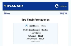 3 Flugtickets Berlin (BER) - Rhodos (RHO) - Bild 1 von 1