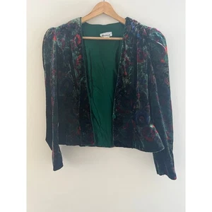 Vintage Patra Blazer Women’s Jewel Velvet Floral Puff Sleeve Made in USA Size 8 - Picture 1 of 7