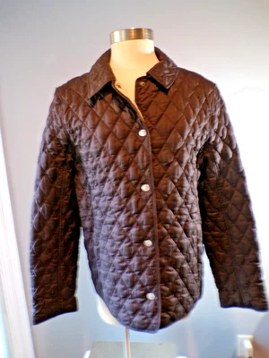 Jaqueta de Equitação Feminina LL Bean Acolchoada Snap Extra Grande Marrom Xadrez Forrada Preparação - Imagem 1 de 4