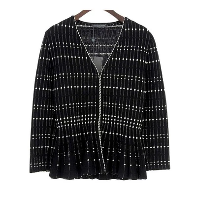 Alexander McQueen Peplum 针织开衫女式黑色白色【A】 — 第 1/4 张图片
