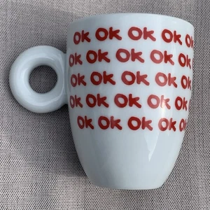Taza de café Illy Art Collection 2014 "OK" ~Hecha en Italia~Blanco Rojo - Imagen 1 de 15
