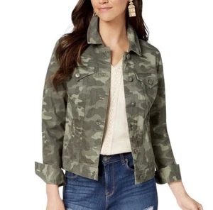 Style & Co Women's Camo Denim Button Front Jacket Size XL Casual Trucker - Picture 1 of 10