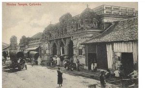 Hindu  Temple Colombo Ceylon B&W Postcard  #1920 - Picture 1 of 2