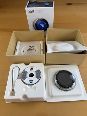 Google Nest 3rd Gen Learning WIFI Thermostat Stainless Steel T3007ES Open Box - Image 1 of 4