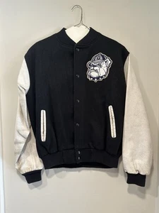 Vintage Georgetown Hoyas NCAA Leather Varsity Letterman Jacket Coat Size Medium - Picture 1 of 19