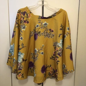 ModCloth Brand Bea Dot Yellow Floral A Line Skirt Size: 1X (14/16 approx) - Picture 1 of 7