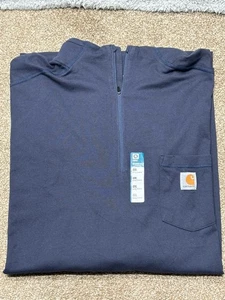 Carhartt Force Relaxed Fit Midweight Quarter Zip T-Shirt 4XL Navy Mock Neck New - Picture 1 of 11