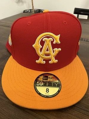 New Era 59FIFTY California Angels Anaheim LA 25th Patch Fitted Sz 8 Red/Gold - Image 1 of 4