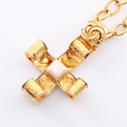 Collana CHANEL Coco Mark Gioielli Gp Placcata Oro Avorio Usata