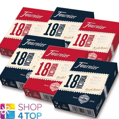 6 张 4 张 18 张维多利亚塑料涂层扑克游戏卡 3 张红色 3 蓝色新品 — 第 1/4 张图片