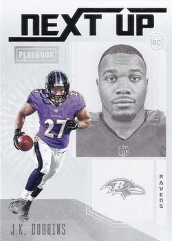 2020 Panini Playbook Next Up #NU-13 J.K. Dobbins RAVENS - Image 1 of 2