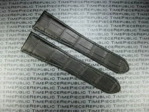 Neu 24 mm schwarz genarbtes Lederband Faltarmband Uhrenarmband Kaliber de Cartier O - Bild 1 von 10