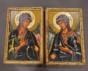 Set icone russe ortodosse bizantine dipinte a mano arcangeli Michele e Gabriele - Foto 1 di 24