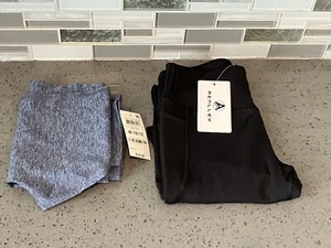 Ideology Girls Medium 10-12 Indigo Sea (Blue) Capri Leggings + Black M w Pockets - Picture 1 of 8