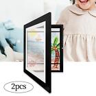 2Pcs Wooden Photo Frames, Kids Art Frame Front Opening Poster Holder Glass Front