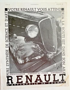 1936 Renault Print Ad 14" x 10" Art Deco Style - Picture 1 of 3