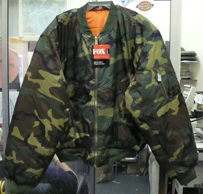 MA-1 FLIGHT JACKET FOX OUTDOOR MEN'S COAT WOODLAND CAMO 5X - Image 1 of 4