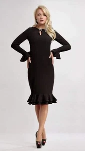 BLACK STRAIGHT FASHION DRESS - Picture 1 of 7