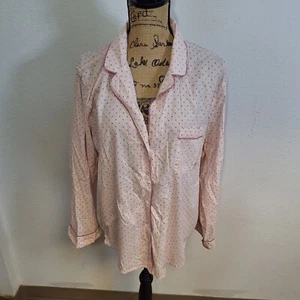 Victoria's Secret Pyjama-Kleid Damen groß rosa gepunktet Langarm geknöpft - Bild 1 von 13