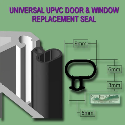 Push Fit Replacement uPVC  Window & Door Seal, Black Universal Bubble Gasket PVC - Image 1 of 2