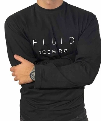 MAGLIA FLUID ICEBERG LONG SLEEVE BLACK MANICHE LUNGHE NERA OVERSIZE (M) UOMO - Imagen 1 de 3