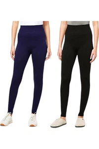 Retreat by Rhonda Shear Women's 2-Pack Plush Fleece Legging Black/Navy - Picture 1 of 1