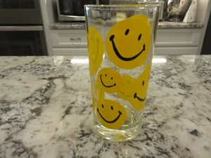 Vintage 1970er Hazelware Continental Dose Happy Smiley Gesicht 5,5" Glas Becher ANSEHEN - Bild 1 von 6