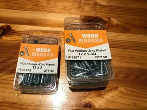 HILLMAN FLAT PHILLIPS SCREWS - #12 X 3" 35075 & 1-3/4"(2)35071 125 PCS LOT #2815 - Picture 1 of 2