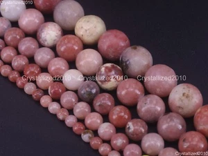 "Cuentas redondas de piedras preciosas de jaspe en flor de ciruela roja natural 4 mm 6 mm 8 mm 10 mm 12 mm 15,5" - Imagen 1 de 15