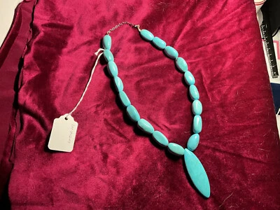 Collar Grueso Turquesa Imitación Éxito Pieza Pesada Distintiva Foto 1 de 4