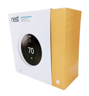 Google Nest Learning Thermostat White T3017US Smart Program App Alexa Eco New - Image 1 of 4