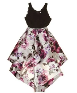 Speechless Big Girl's Floral Mikado Jewel Waist Hi-Lo Fanciful Dress-Size-14 - Picture 1 of 3