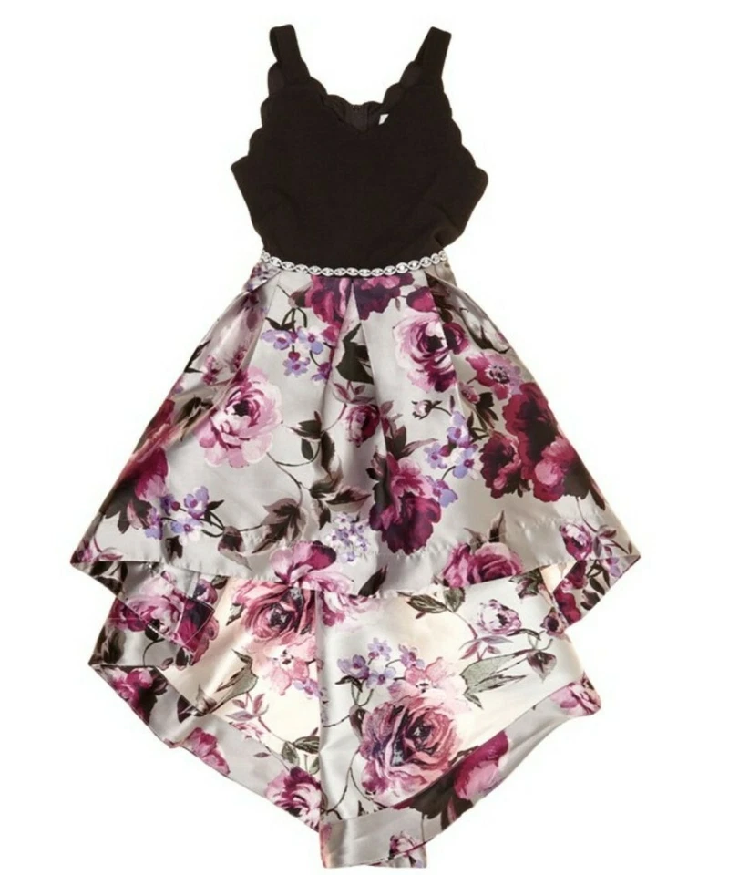 Vestido de fantasía Speechless Big Girl floral Mikado joya cintura alta-baja-talla-14 Foto 1 de 3