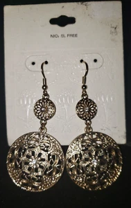 NEW TARGET BRAND GOLDTONE DANGLE EARRINGS, RHINESTONES, FLORAL DESIGN, NWTS - Picture 1 of 7