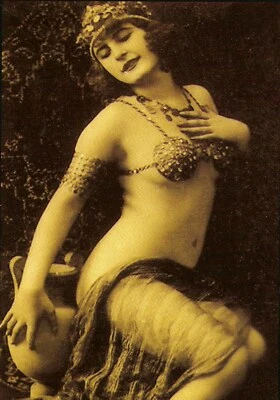 Vintage painting art deco pin up model lady poster canvas framed  1920 - Image 1 of 4