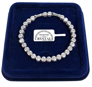 New Bracciale Tennis Palline Uomo Donna,Braccialetto pl.oro 18k 10colori - Foto 1 di 15