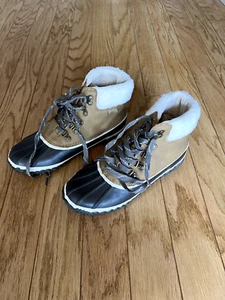 JBU by Jambu Women's Alison Waterproof Black and Tan Lined Duck Boots Size 8 1/2 - Picture 1 of 6