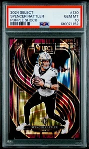2024 Panini Select Premier Spencer Rattler #130 Purple Shock Prizm /360 - PSA 10 - Bild 1 von 2