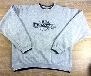 Sudadera De Colección Harley Davidson Bordada Cuello Redondo Gris Talla XL - Imagen 1 de 7