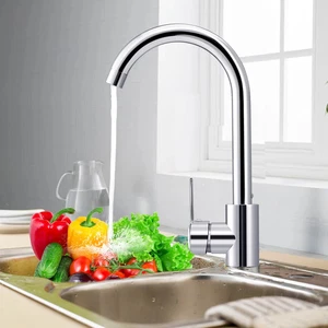 304 Stainless Steel Kitchen Taps Single Lever Kitchen Sink Faucet Hot and Cold - Picture 1 of 8