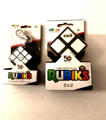 Official Rubik's 2x2 Mini Cube & Rubik's Keychain Puzzle Lot by Spin Master - Image 1 of 4