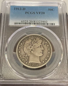 1912 - D Barber Half Dollar PCGS Graded VF20 Slot 13 Box29 - Picture 1 of 2