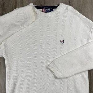 CHAPS Ralph Lauren Hand Framed Sweater Men's Large Off White Ribbed Knit L/S - Picture 1 of 17