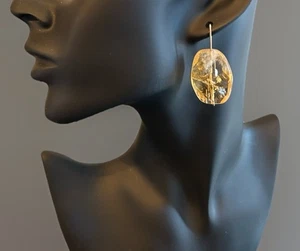 Natural Hand-Faceted Yellow Citrine & Gold Drop Statement Earrings (New in Box) - Picture 1 of 7