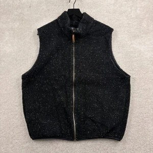 Lands' End Fleece Vest Mens Size Large Black Full Zip Pockets Made USA 90s VTG - Picture 1 of 9