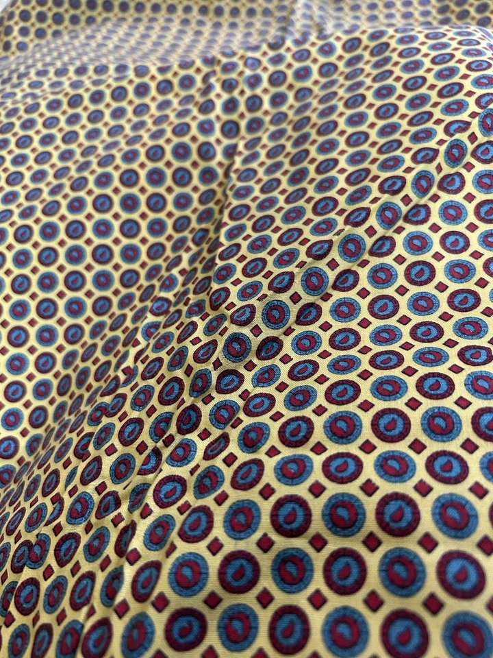 Vtg 50s Crisp Woven Cotton Fabric 40"x1 yrd+15"Quilting Crafts Yellow Red Blue - Image 1 of 4