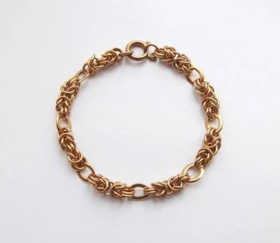 BN Vintage 1930's Jakob Bengel Bauhaus Deco Gold Metal Byzantine Link Bracelet - Image 1 of 2
